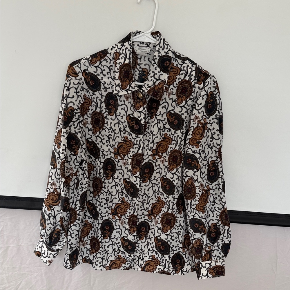 IC COLLECTION Black and Brown Patterned Blouse